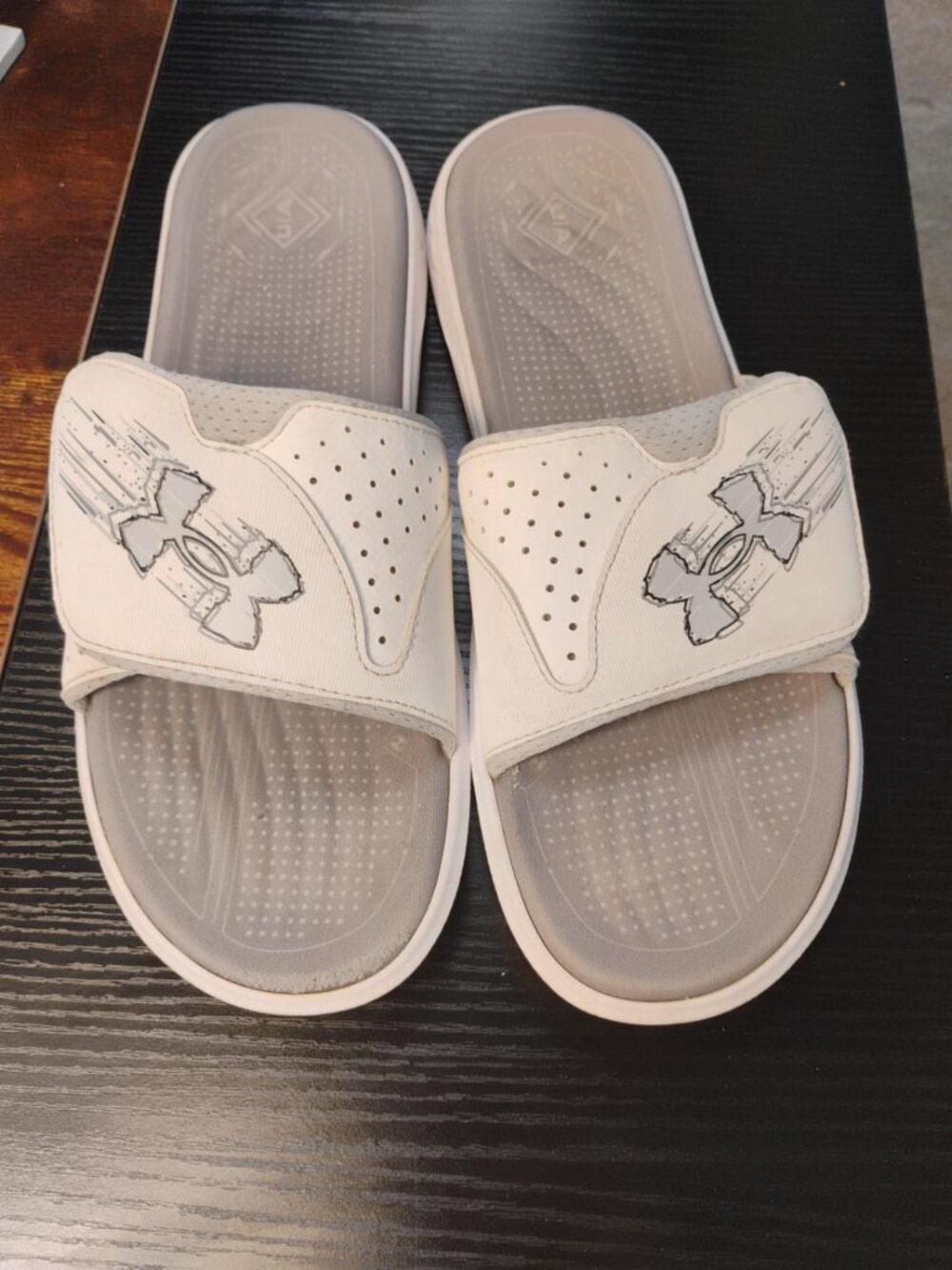 Under Armour UA Micro G White Gray Slides Sandals Men’s Size 12